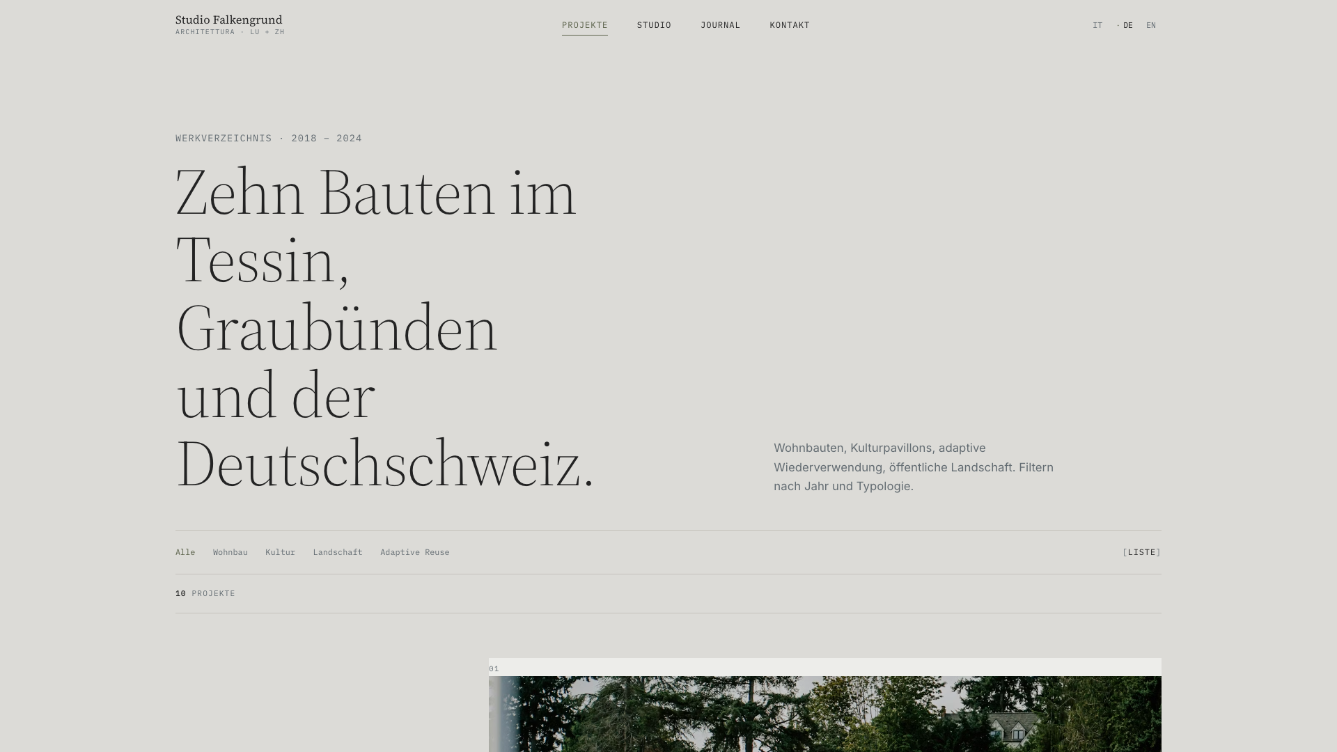Studio Falkengrund · Werkkatalog